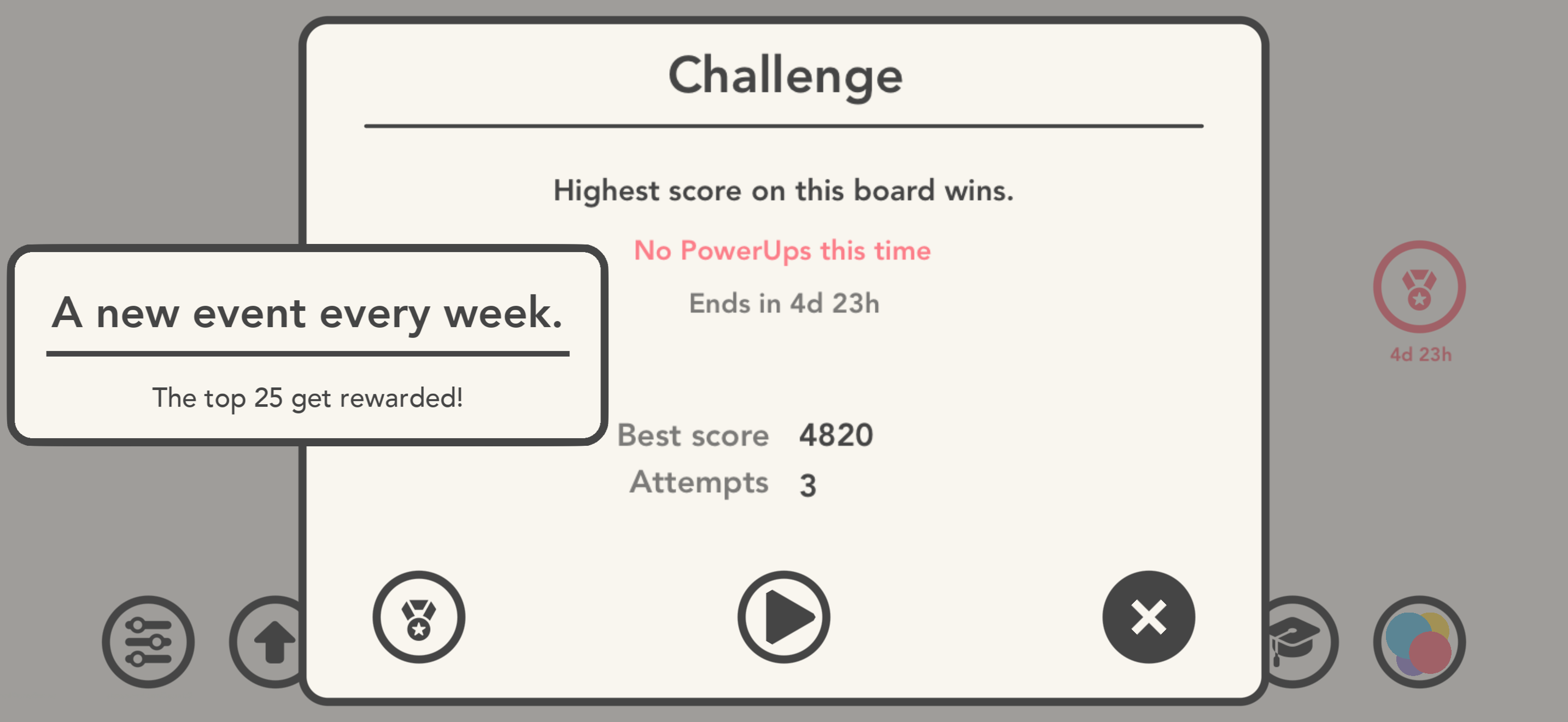 Weekly challenge with high score