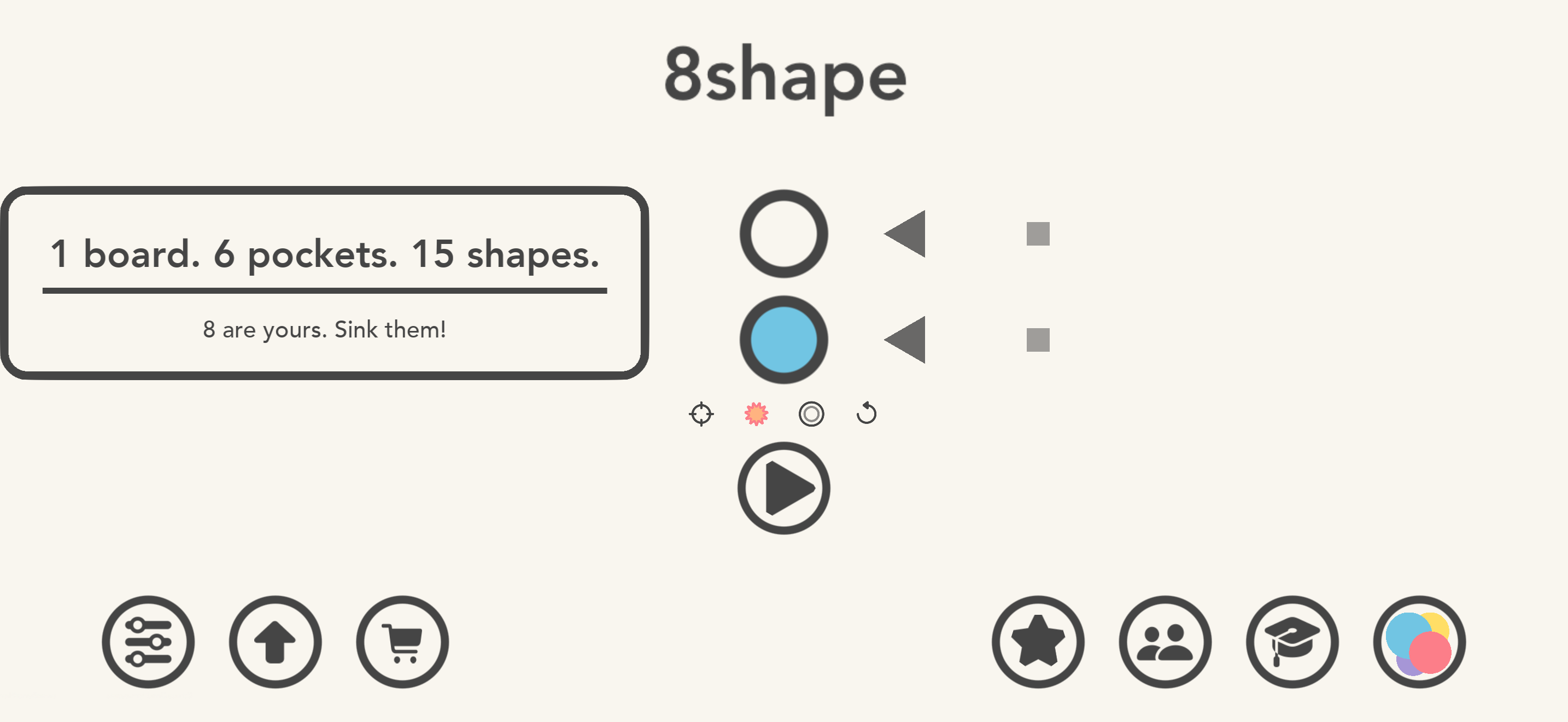Main menu with shape selection